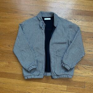 Zara Kids Houndstooth Bomber Jacket Black and White Girls Size 11/12